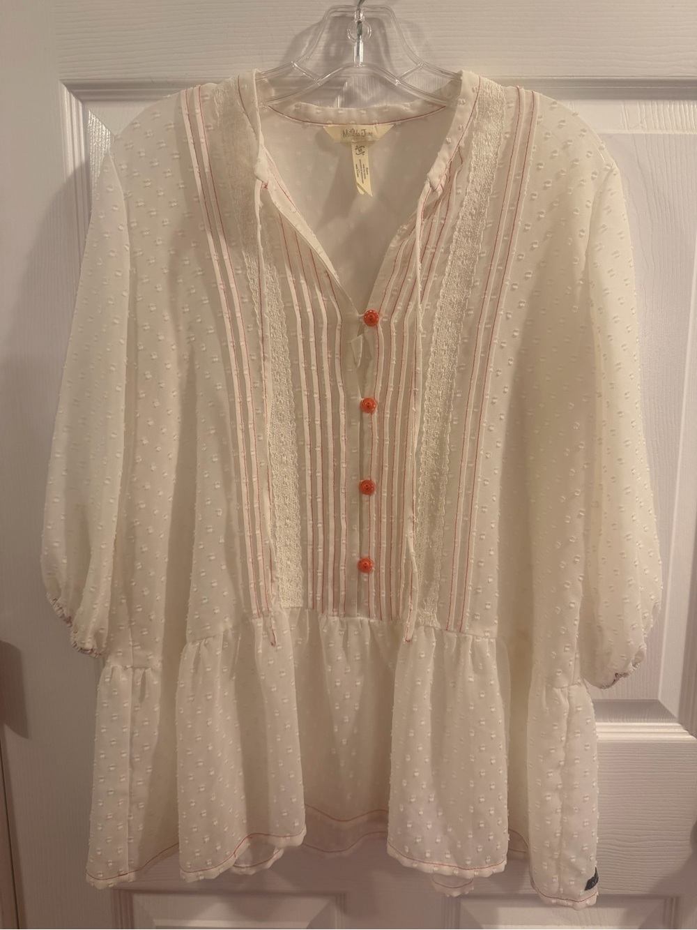 Matilda Jane White Swiss Dot Blouse Size M
